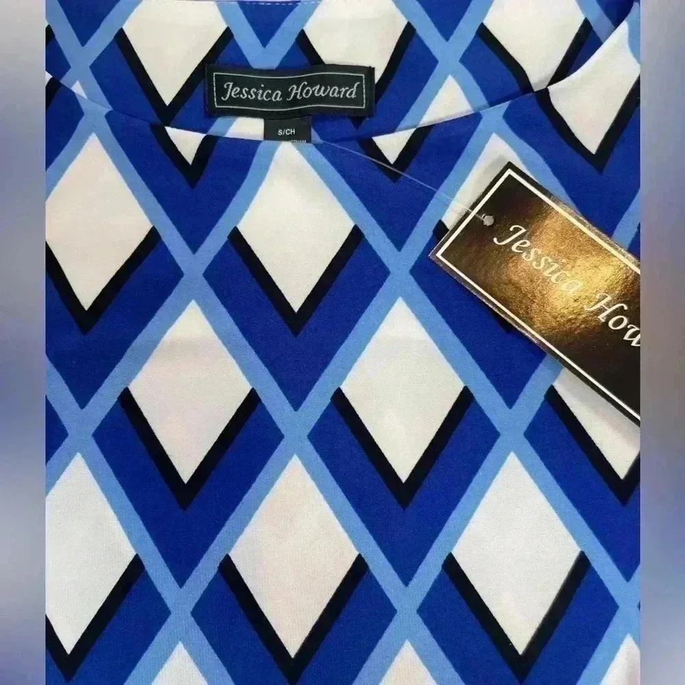 New NWT Jessica Howard Women's Size S MISSY Dress Blue Purple White‎ Diamond - Picture 12 of 12